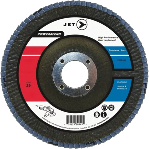 POWERBLEND Flap Disc, 4-1/2" x 7/8", Type 29, Z120 Grit, Zirconia Alumina Haskins Industrial Inc.