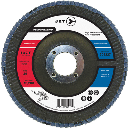 Disque &agrave; lamelles POWERBLEND, 5" x 7/8", Type 29, Grain Z80, Alumine de zirconium Haskins Industrial Inc.