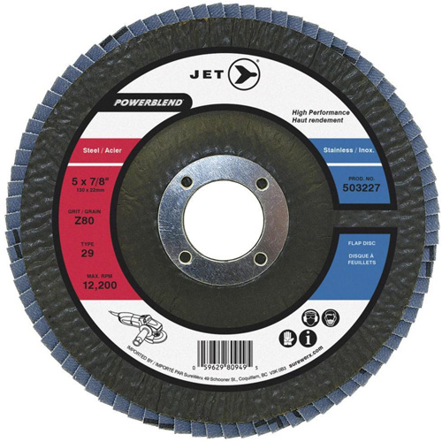 PowerBlend Flap Disc, 7" x 7/8", Type 29, Z80 Grit, Zirconia Alumina Haskins Industrial Inc.