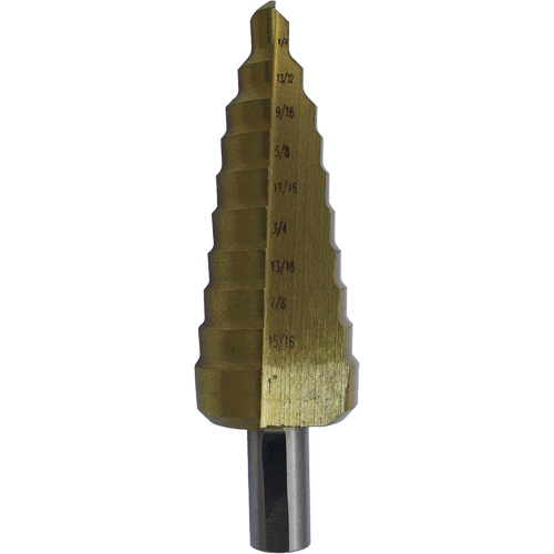 JET-KUT&reg; Super Premium M35 Step Drill, 3/16" - 1/2" , 1/16" Increments, High Speed Steel Haskins Industrial Inc.