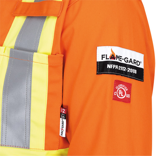 5555 High Visibility FR Rated & Arc Rated Safety Coveralls, Size 36, High Visibility Orange, 11 cal/cm² Haskins Industrial Inc.