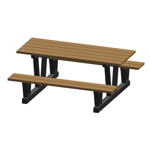 Recycled Plastic Outdoor Picnic Tables, 72" L x 60-5/16" W, Redwood Haskins Industrial Inc.