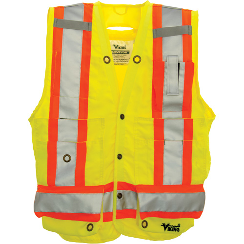 Veste de s&eacute;curit&eacute; pour arpenteur, Jaune lime haute visibilit&eacute;, Grand, Polyester Haskins Industrial Inc.