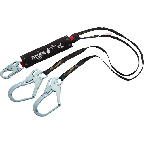 PRO Shock-Absorbing Lanyard, 6', Rebar Hook Center, Snap Hook Leg Ends, Kevlar&reg; Haskins Industrial Inc.