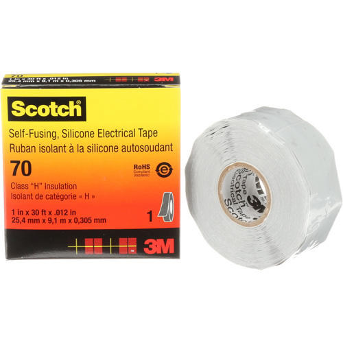 Ruban isolant en caoutchouc de silicone autofusionnant Scotch, 25,4 mm (1") x 9 m (30'), Gris, 12 mils Haskins Industrial Inc.