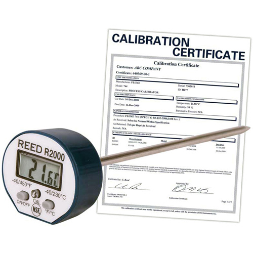 Thermometer with Calibration Certificate, Contact, Digital, -40-450°F (-40-230°C) Haskins Industrial Inc.