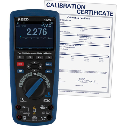 Multim&egrave;tre industriel num&eacute;rique v. e. v. avec certificat de calibration, Tension c.a./c.c., Courant c.a./c.c. Haskins Industrial Inc.