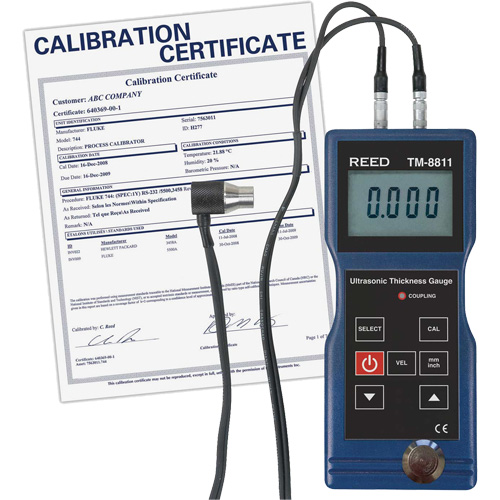 Jauge d'&eacute;paisseur avec certificat de calibration, Affichage Num&eacute;rique, Ultrason, gamme de 0,05" to 7,9" (1,5 mm to 200 mm) Haskins Industrial Inc.
