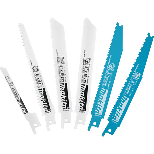 6-Piece Recipro Saw Blade Assortment Pack, Bi-Metal, 6-18 TPI, 6"/3-1/2" L x 3/4" W Haskins Industrial Inc.