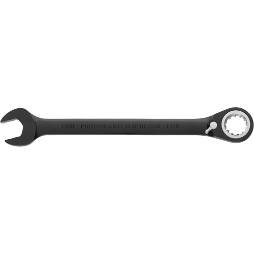 Reversible Combination Ratchet Wrench, 4/6/12 Point, 1-1/8", Black/Chrome Finish Haskins Industrial Inc.