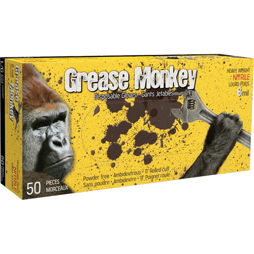 Gants Grease Monkey, Grand, Nitrile, 8 mils, Sans poudre, Noir Haskins Industrial Inc.