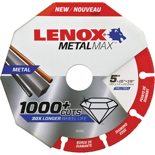 MetalMax Cut-Off Wheel, 5" x 0.05", 7/8" Arbor, Type 1, Diamond, 12200 RPM Haskins Industrial Inc.