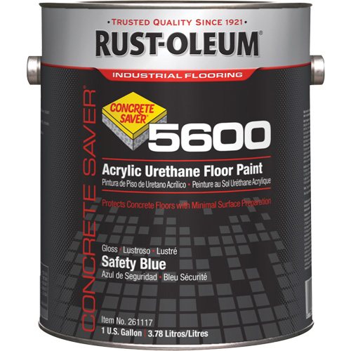 Peinture d'acrylique pour plancher Concrete Saver 5600 System, 1 gal., &agrave; l'eau, Brillant, Bleu Haskins Industrial Inc.