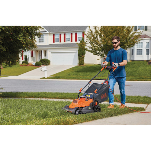 Lawn Mower with Comfort Grip Handle, Push Walk-Behind, Electric, 17" Cutting Width Haskins Industrial Inc.
