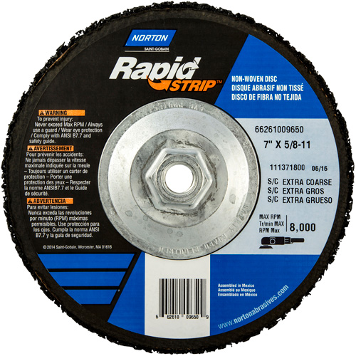 Bear-Tex&reg; Rapid Strip Non-Woven Depressed Center Discs, 7" Dia., Extra Coarse Grit, Silicon Carbide Haskins Industrial Inc.