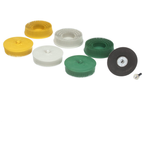 Roloc Bristle Disc Kit, Aluminum Oxide, Several Grit, 3" Dia. Haskins Industrial Inc.