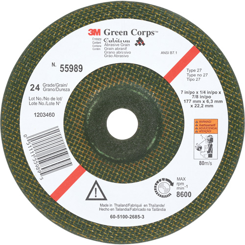 Meule flexible Green Corps, 7" x 1/4", Arbre 7/8", C&eacute;ramique, Type 1 Haskins Industrial Inc.