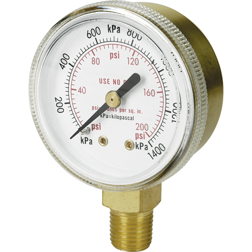 Manom&egrave;tres en laiton,  2", 100 psi, Fixation inf&eacute;rieure, Analogique Haskins Industrial Inc.