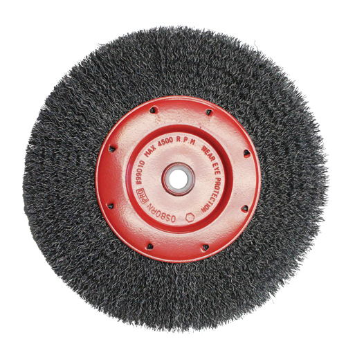 Economy Crimped Wire Wheel Brushes - Narrow Face, 8" Dia., 0.014 Fill, 2" Arbor Haskins Industrial Inc.