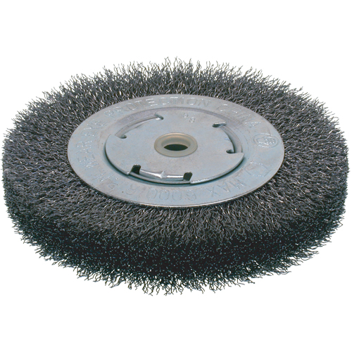 Economy Crimped Wire Wheel Brushes - Wide Face, 8" Dia., 0.014 Fill, 2" Arbor Haskins Industrial Inc.