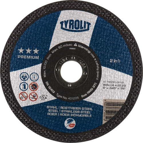Premium 2 In 1 Thincut Cut-Off Wheel, 7" x 1/16", 7/8" Arbor, Type 1, Aluminum Oxide, 8600 RPM Haskins Industrial Inc.
