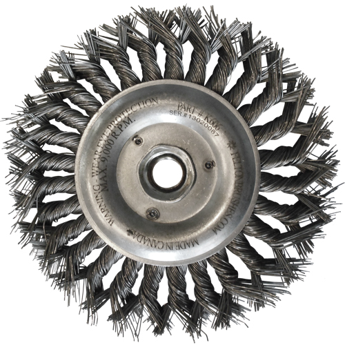 Wire Wheel Brushes, 6" Dia., 0.014" Fill, 5/8"-11 Arbor, Steel Haskins Industrial Inc.