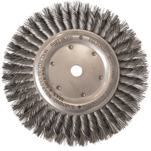 Brosses m&eacute;talliques &agrave; touret, Dia. 8", Fils 0,014", Arbre 5/8"-11, Acier Haskins Industrial Inc.