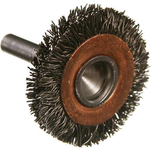 Brosses mont&eacute;es &agrave; fils cr&ecirc;p&eacute;s circulaires, 3", Fils 0,014", Tige 1/4" Haskins Industrial Inc.