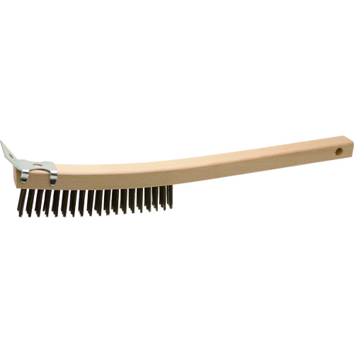 Brosse de nettoyage avec racloir, Acier, 3 x 19 rangs de fils, Longueur 13" Haskins Industrial Inc.