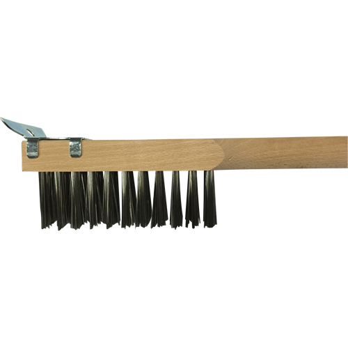 Brosse de nettoyage avec racloir, Acier inoxydable, 3 x 10 rangs de fils, Longueur 20" Haskins Industrial Inc.