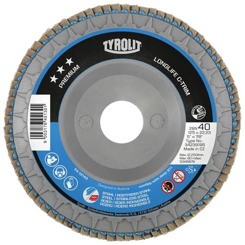 Heavy-Duty C-Trim Flap Disc, 7" x 7/8", Type 29, 40 Grit, Zirconium Haskins Industrial Inc.