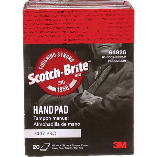 Scotch-Brite 7447 Hand Pads, Aluminum Oxide, 9" x 6", Very Fine Grit Haskins Industrial Inc.