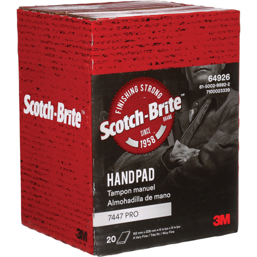 Scotch-Brite 7447 Hand Pads, Aluminum Oxide, 9" x 6", Very Fine Grit Haskins Industrial Inc.