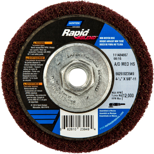 Rapid Blend Non-Woven Depressed Center Abrasive Disc, 4-1/2" Dia., 150-180 Grit, Aluminum Oxide Haskins Industrial Inc.