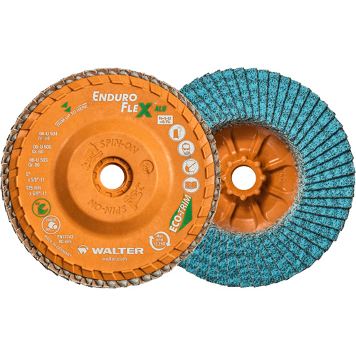 Enduro-Flex Alu Spin-On Flap Disc, 5" x 5/8"-11, Type 27, 40 Grit, Zirconia Alumina Haskins Industrial Inc.