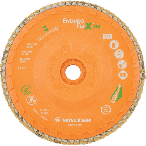 Enduro-Flex Alu Spin-On Flap Disc, 5" x 5/8"-11, Type 27, 80 Grit, Zirconia Alumina Haskins Industrial Inc.