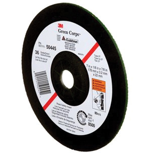 Green Corps Depressed Centre Wheel, 7" x 1/8", 7/8" Arbor, Ceramic, Type 27 Haskins Industrial Inc.