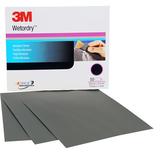 Feuille abrasive Wetordry, 9" x 11", Grain P500, Oxyde d'aluminium Haskins Industrial Inc.