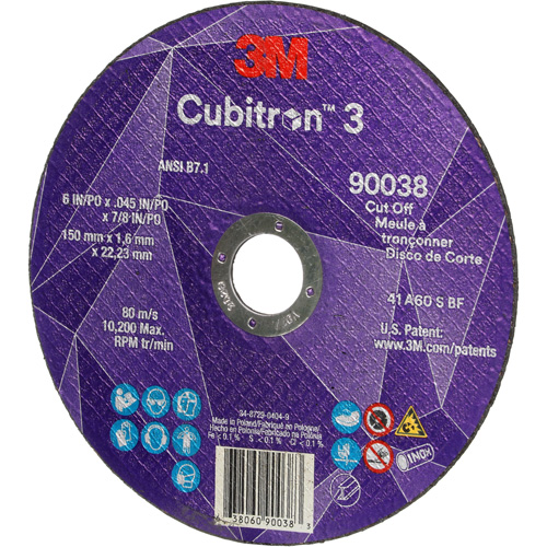 Cubitron 3 Cut-Off Wheel, 6" x 0.045", Type T27, Ceramic, 10200 RPM Haskins Industrial Inc.