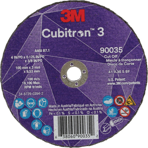 Meule &agrave; tronçonner Cubitron 3, 4" x 1/8", Arbre de 3/8", Type T1, C&eacute;ramique, 21000 Tr/min Haskins Industrial Inc.