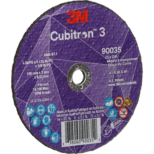 Meule &agrave; tronçonner Cubitron 3, 4" x 1/8", Arbre de 3/8", Type T1, C&eacute;ramique, 21000 Tr/min Haskins Industrial Inc.