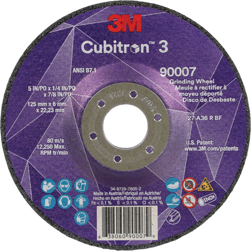 Cubitron 3 Depressed Centre Grinding Wheel, 5" x 1/4", 7/8" Arbor, Ceramic, Type T27 Haskins Industrial Inc.