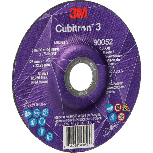 Meule &agrave; tronçonner Cubitron 3, 5" x 0,04", Arbre de 7/8", Type 27, C&eacute;ramique, 60 Tr/min Haskins Industrial Inc.