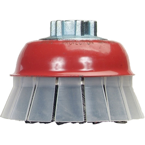 Knotted Wire Cup Brush with Protective Guard, 5" Dia. x 5/8"-11 Arbor Haskins Industrial Inc.