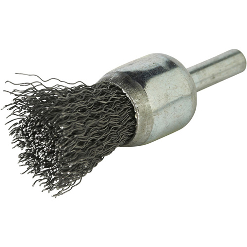 Brosse &agrave; fils cr&ecirc;p&eacute;s avec moyeu, 3/4", Fils 0,014", Tige 1/4" Haskins Industrial Inc.