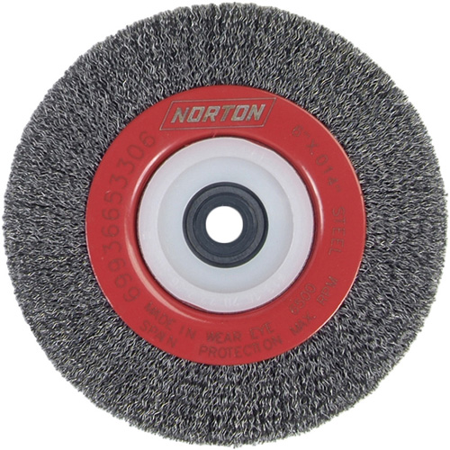 Crimped Bench Wheel, 6" Dia., 0.014" Fill, 1/2"-2 Arbor Haskins Industrial Inc.