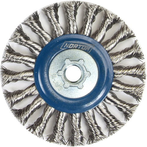 Full Cable Twist Wire Wheel, 4" Dia., 0.02" Fill, 5/8"-11 Arbor, Stainless Steel Haskins Industrial Inc.