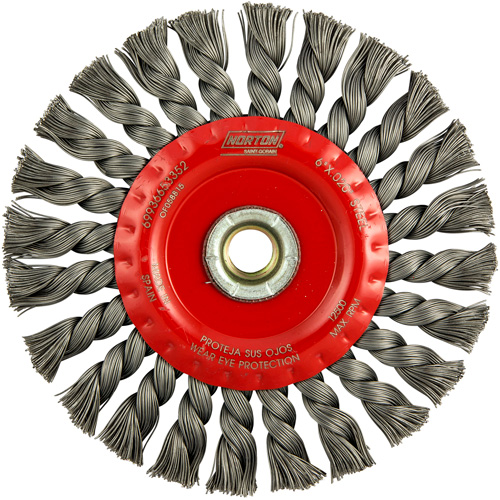 Full Cable Twist Wire Wheel, 6" Dia., 0.023" Fill, 5/8"-11 Arbor, Steel Haskins Industrial Inc.
