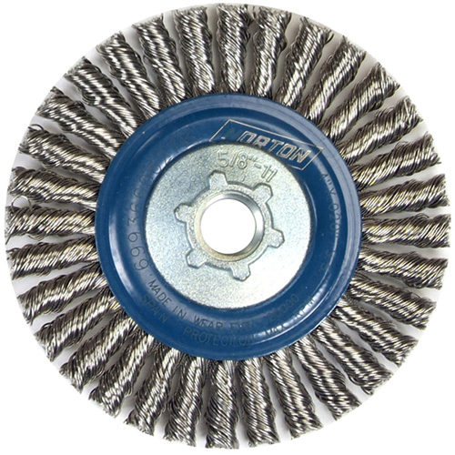 Stringer Bead Knot Wire Brush For Angle Grinders, 4" Dia., 0.02" Fill, 5/8"-11 Arbor, Stainless Steel Haskins Industrial Inc.