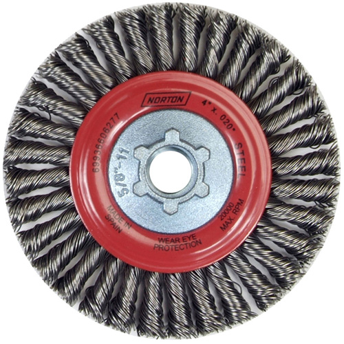 Stringer Bead Knot Wire Brush For Angle Grinders, 4" Dia., 0.02" Fill, 5/8"-11 Arbor, Steel Haskins Industrial Inc.